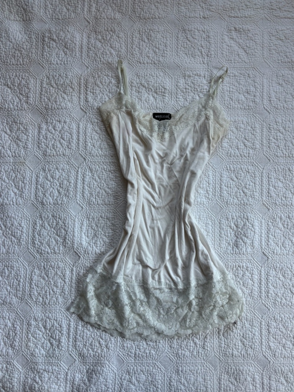 Vintage Wet seal Lace Trim Slip Dress in Ivory